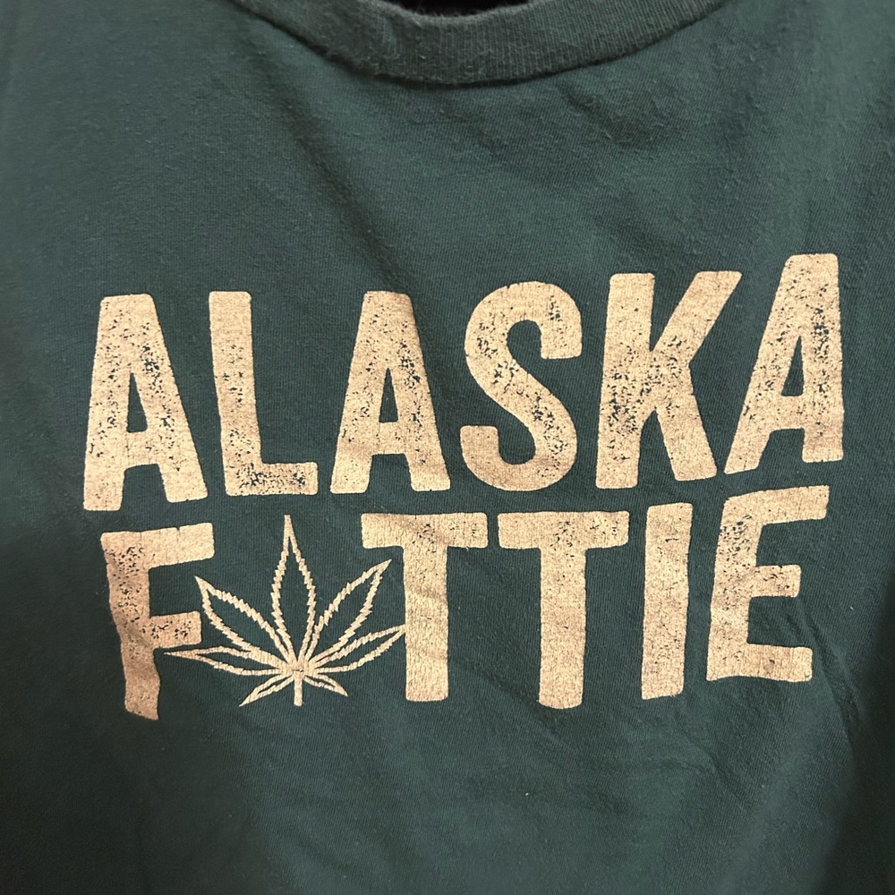 Green Graphic T-Shirt with Alaska Fattie Print - Picture 2 of 5